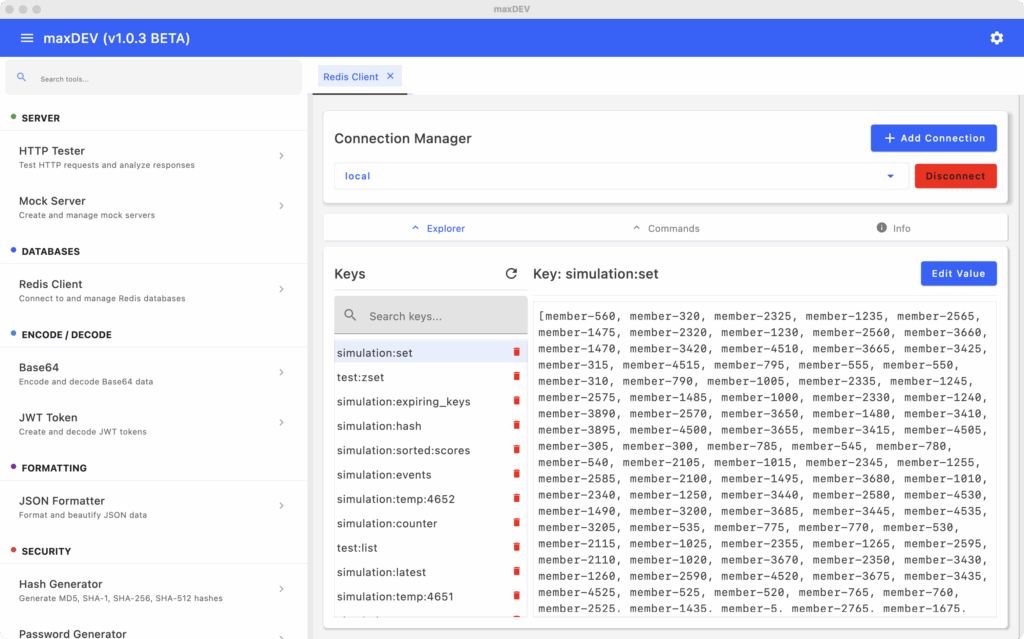 Screen shot of maxDEV v1.0.3 BETA: cross-platform developer productive application.